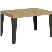 Itamoby - Table extensible 90X140/244 cm Chêne Flammé Nature Structure Anthracite