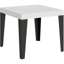Itamoby - Table extensible 90x90/246 cm Frêne Blanc Flamme Structure Anthracite