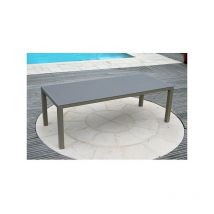 Garden Art - Table de jardin aluminium plateau verre 2,2 m x 0,9m x 0,8 m