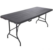 Mobili Rebecca - Table d'Extérieur Rebecca Mobili Betel 74x180x75 Plastique Acier Gris Foncé Noir Moderne Assemblée