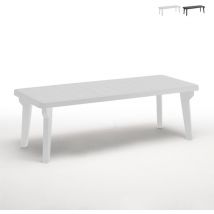 Bica - Table de jardin extensible 160-220x90cm polypropylène Bergen - Blanc