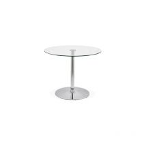 MS - Table à manger ronde 90 cm en verre et métal chromé