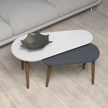 Toscohome - Table basse blanche et anthracite avec pieds en bois - Pear