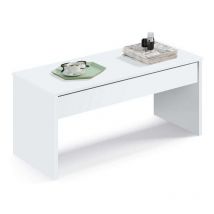Kamet blanc moderne Table basse élévatrice blanche moderne Salon salle à manger Meuble de rangement Surface 47-58x100x5