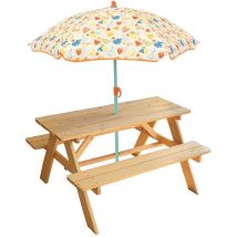 Cijep - Table en Bois pour Pique-Nique avec Parasol fruity's