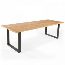 Oviala - Table en chêne bords droits avec piètement en u, inga - 240 x 95 x 75 cm