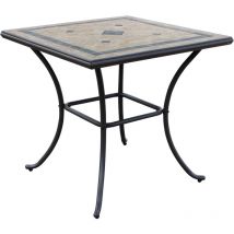 Gardeness - Table en fer avec fleur 80x80 Top mosaïque