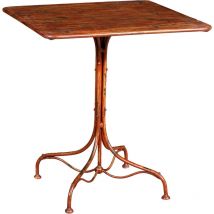 Table basse carrée en fer forgé Table de jardin Table de bar, bistro et restaurant Finition rouge antique Table en fer 70x70x76