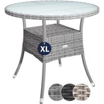 Table de jardin en polyrotin 80cm résistant aux intempéries Rond Extérieur Petit Terrasse Balcon Table d'appoint Grau xl (de) - Casaria