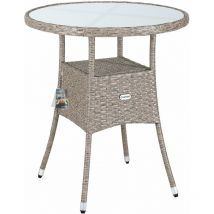 Table de jardin en polyrotin 80cm résistant aux intempéries Rond Extérieur Petit Terrasse Balcon Table d'appoint Beige l (de) - Casaria