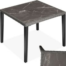 Tectake - Table en rotin avec cadre en Aluminium et Bois 93,5 x 93,5 x 75 cm