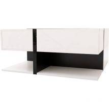 2 In 1 Runder Couchtisch Aus Mdf, Beistelltisch Mit Tischplatte Aus Marmor Und Schubladen Aus Kunststoff-rattan, Griffe Aus Massivholz. Goldene 
