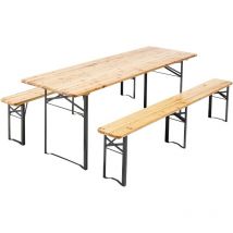 Mob Event Pro - Ensemble brasserie table et bancs de jardin en bois 220 cm