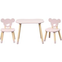 Mobili Rebecca - Table et 2 chaises pour enfants Rebecca Mobili Sika 44x60x56 mdf Pin Rose Marron ensemble 3 pcs