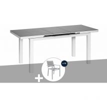 Jardiline - Table et chaise de jardin en aluminium gris perle Ibiza Perle avec 10 chaises