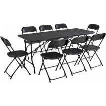 Ensemble table et chaises pliantes noir