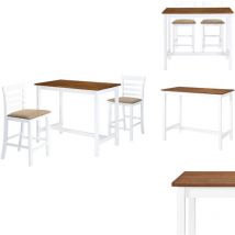 Vidaxl - Table et chaises de bar 3 pcs Bois massif Marron et blanc - Ensemble De Table Et Chaises De Bar - Table De Bar - Chaises De Bar - Meuble De