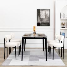 Set De 4 Chaises Scandinaves Avec Dossier Incurvé – Pieds En Métal Noir – Coussin Épais 10 Cm En Éponge Haute Densité – Confort Ergonomique
