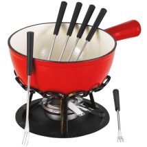 Table&cook - Schlichtes Rotes Fondue-set, 20 Cm, Stövchen Aus Schmiedeeisen - Dsbrgsaf20 - Tableandcook