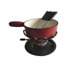 Table Et Cook Set Fondue Rouge Uni 24 Cm Réchaud Fer Forgé 1198705