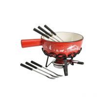 Table Et Cook Service A Fondue Savoyard Frise Hiver Rouge 22cm 1218931