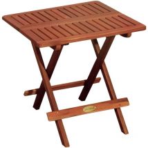 Table de bistrot extérieur bois eucalyptus huilé marron jardin balcon terrasse meubles anguleux