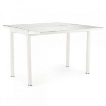 Meubletmoi - Table extensible en largeur 55/110 plateau verre blanc - agate