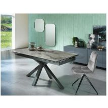 Sololed - Table extensible de 160cm à 240cm plateau moderne en céramique sur verre trempé marbre anthracite