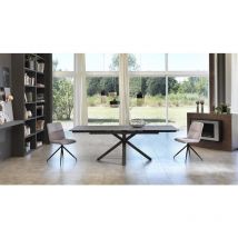 Sololed - Table extensible de 160cm à 240cm plateau moderne en céramique sur verre trempé gris graphite