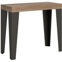 Itamoby - Console extensible 90x40/196 cm Flame Small Chêne Premium Nature Structure Anthracite