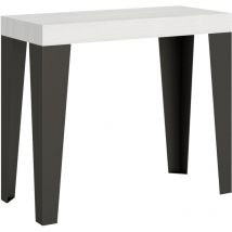 Itamoby - Console extensible 90x40/196 cm Flame Small Premium Frêne Blanc structure Anthracite
