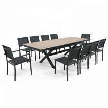 Oviala - Table extensible aluminium et céramique avec 10 chaises - Tivoli