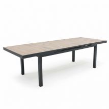 Table extensible aluminium et céramique imitation bois - Tivoli