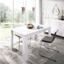 Dmora - Table extensible Caladora, Console extensible multiposition, Table à manger avec rallonge, 140/190x90h77 cm, Blanc
