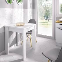 Dmora - Table extensible Comer, Console extensible multiposition, Table console auxiliaire pliante, 79/134x67h79 cm, Blanc