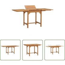 The Living Store Table extensible de jardin (110-160)x80x75 cm Teck solide - Table De Jardin - Table Extensible - Table Teck - Mobilier De Jardin