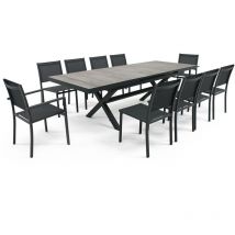 Oviala - Table extensible en aluminium et céramique 10 chaises gris - Tivoli