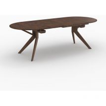 Rendez-vous Déco - Table extensible en bois d'hévéa massif foncé 6 à 10 personnes - merlin