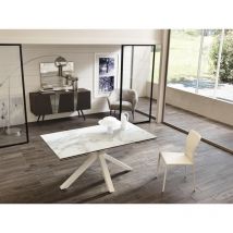 Table extensible en céramique marbre blanc, 90x160-240x76 cm