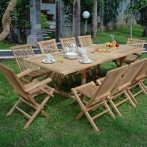Table extensible rectangulaire teck massif Milan 180/240 x100 cm