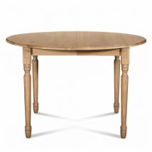 Hellin - Table extensible ronde bois D105 + 1 allonge et pieds tournés - victoria