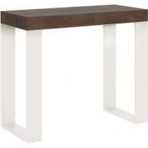 Itamoby - Console extensible 90x40/300 cm Tecno Walnut avec cadre blanc