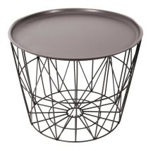 Cmp Iberica - Table Coffre Filaire Ronde En Métal - Taupe - H 40 X D 52,5 Cm - Livraison Gratuite