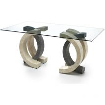 Webmarketpoint - Olimpia - Table fixe (180 x 100 - Transparent) en verre trempé gris