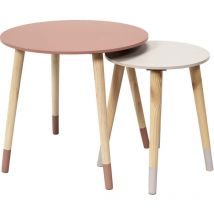 Tables gigognes bicolores Scandi (Lot de 2) Rose