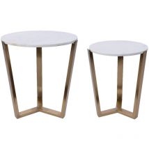 Pier Import - Table gigogne en marbre blanc (2 pièces)