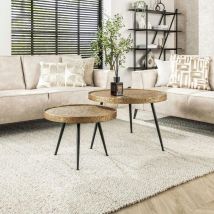 Pier Import - Table gigogne industrielle effet métal doré (lot de 2)