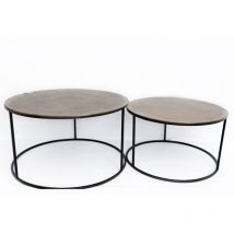 Pier Import - Table gigogne ronde en métal doré (lot de 2)