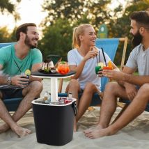 Maisonchic - Table Glacière 15L Jardin 3 en 1 avec Couvercle Relevable Seau à Glace pp Noir CWXT3301 design in
