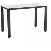 Meubletmoi - Table haute 140 cm rectangulaire céramique blanc marbré - harper